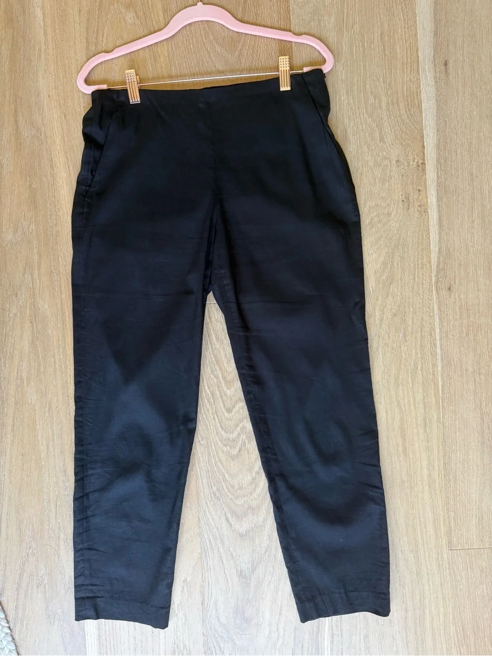 Women’s Theory Black Linen Blend Pants Sz 2 Slim Ankle Workwear